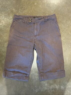 a.n.a Chocolate Brown Striped Bermuda Shorts - Women 12